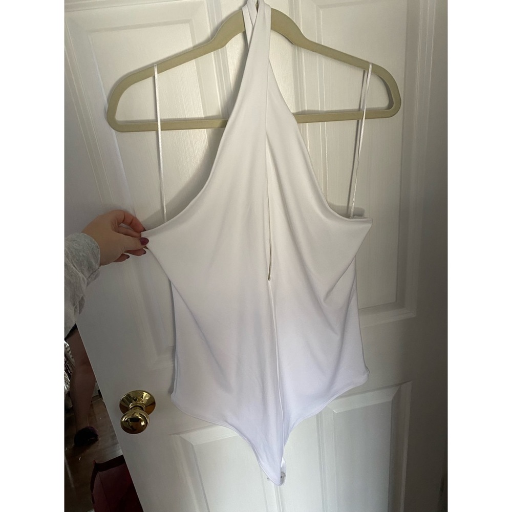 White cross neck bodysuit